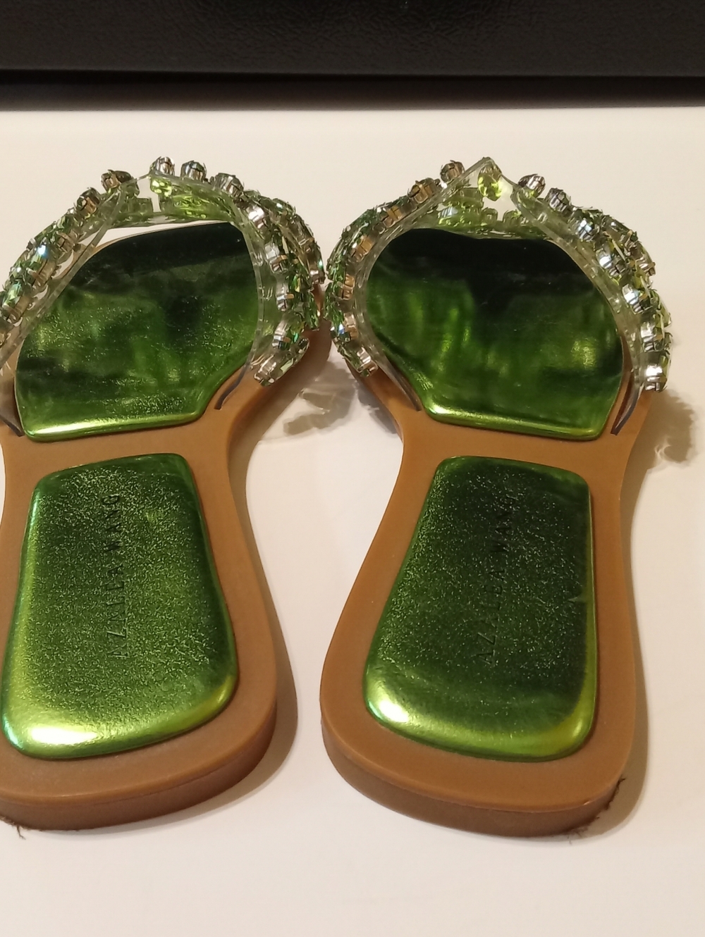 Azalea Wang Slip On Green Sandals 7 - Picture 3 of 5